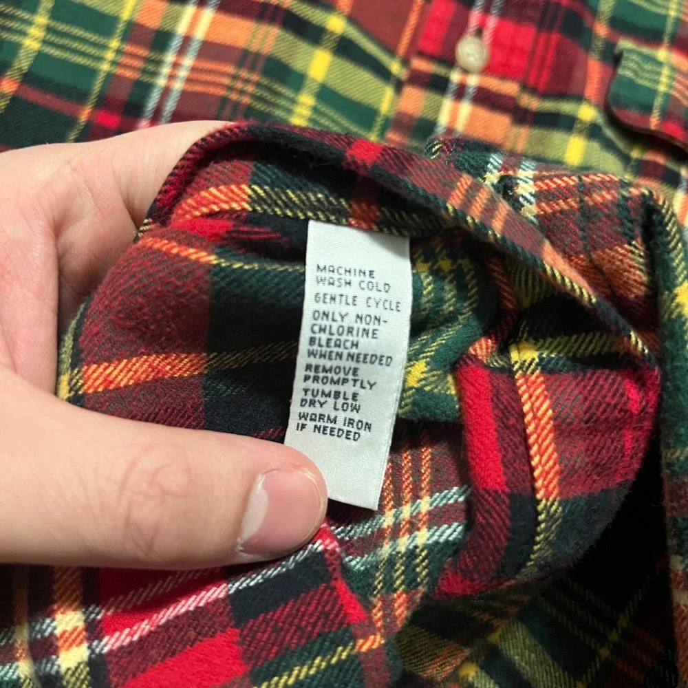 Ralph Lauren Mens Tartan Plaid Flannel Button Down Shirt Red Green Small - Picture 5 of 8